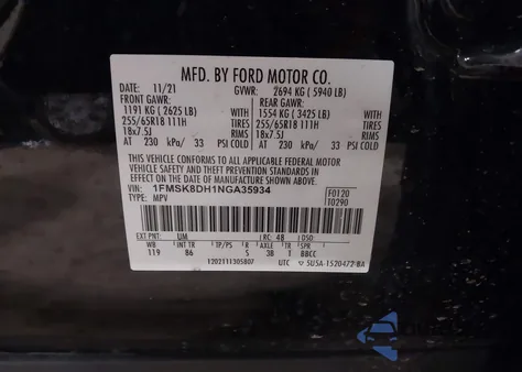 2022 Ford Explorer Xlt z USA, uszkodzony, nr VIN 1FMSK8DH1NGA35934